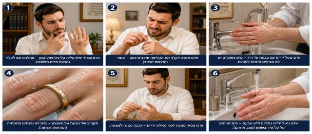 דיני חציצה בנטילת ידיים – טבעת, פצע וקליפות: מתי צריך להסיר ומה הדין למעשה בזמננו