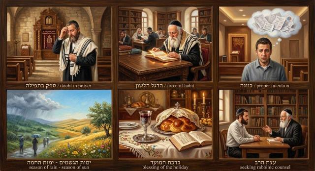 ספק בתפילה והרגל הלשון: דיני חזרת התפילה בשינויי עונות ומועדים לפי מנהג והלכה