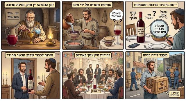 הלכות ברכות היין ותערובותיו: אחוזי היין הנדרשים לברכת "בורא פרי הגפן", יין מפוסטר ודיני יין נסך ביינות ימינו