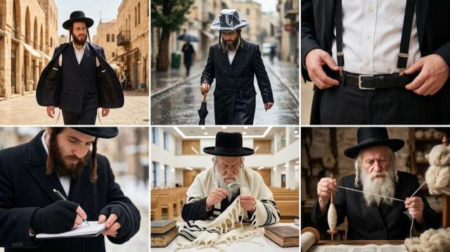הלכות הוצאה ומלבוש בשבת: דין לבישת מעיל ללא שרוולים, הגנת ניילון למגבעת, כפפות חדשות, ופסול ציציות עבודת מכונה ברשות הרבים