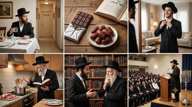 הלכות ברכות הנהנין ושינוי מקום: דין כניסה לשירותים באמצע הסעודה, דיני קדימה בברכות בין שוקולד לפירות, ברכת שהחיינו על בגד חדש בשבת, וגדרי ספק סכנה באכילת דגים ובשר