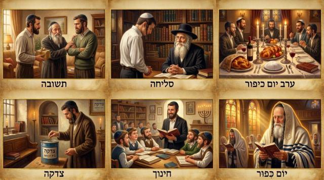 סדר הכפרה והתשובה בימי תשובה: מחילה לחבר, תיקון עבירות ואיסורי פת גויים