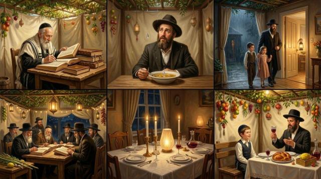 הלכות ישיבה ופטורים בסוכה: לימוד תורה, מצטער, גשם ודיני ברכה